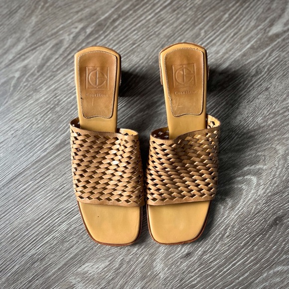 Cole Haan Woven Leather Heeled Sandals Size 8.5 - Picture 4 of 6